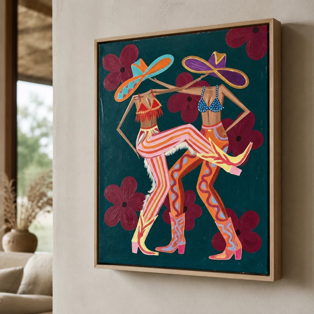 Western Pop Art｜Teal Floral Dance