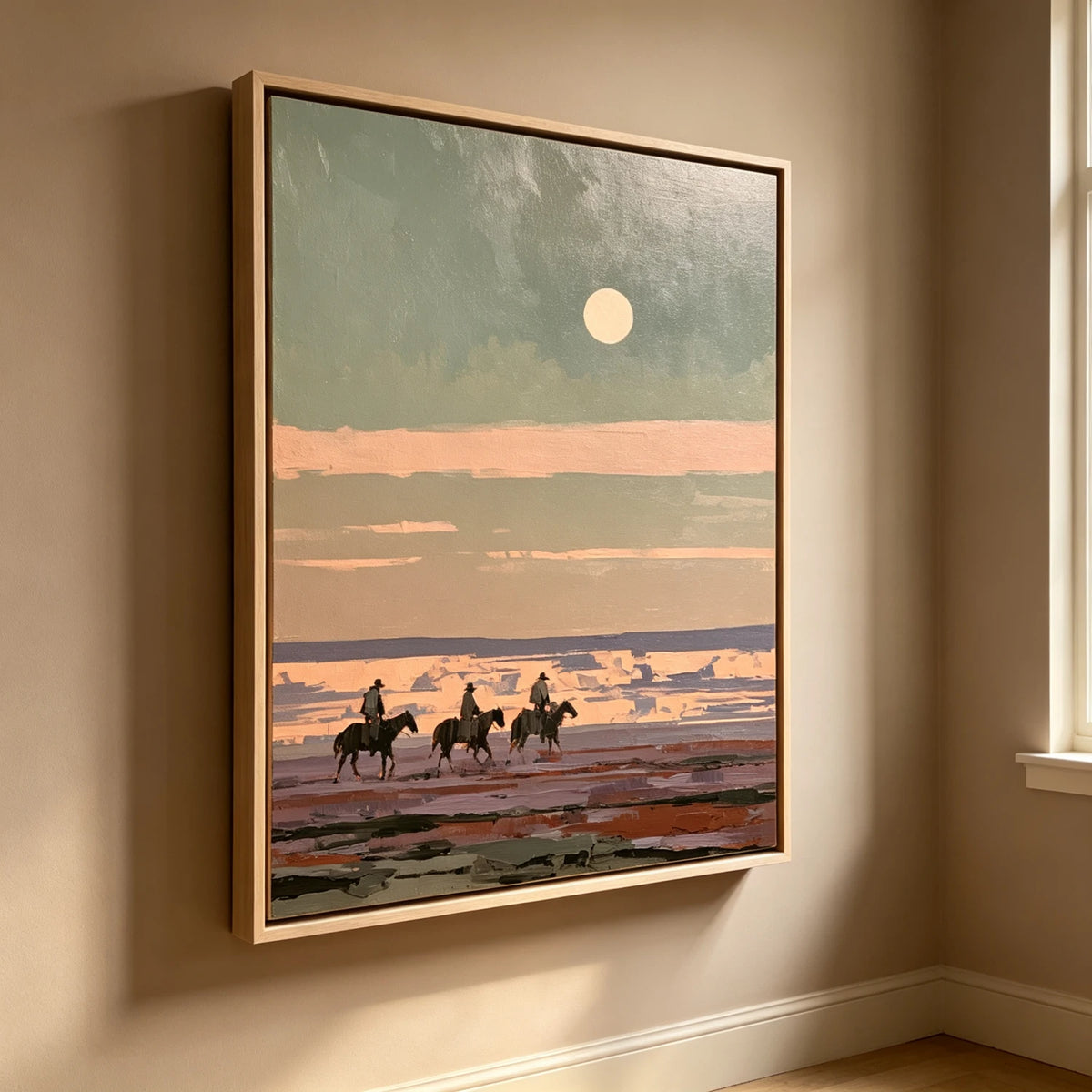 Western Landscapes Art｜Moonlit Riders Across the Open Plains
