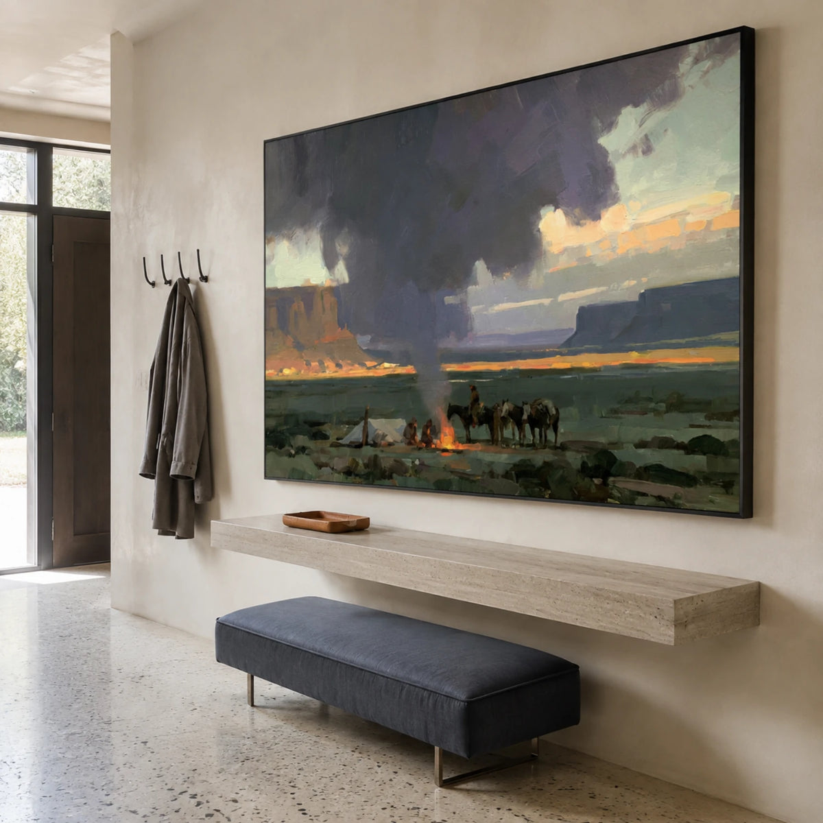 Western Landscape Art｜Campfire Under the Desert Storm
