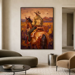 Western Landscapes Art｜Golden Trails of the Frontier Rider