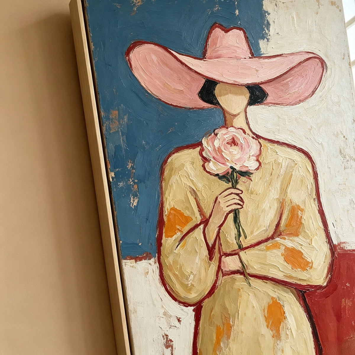 Western Pop Art｜Pink Hat And Peony