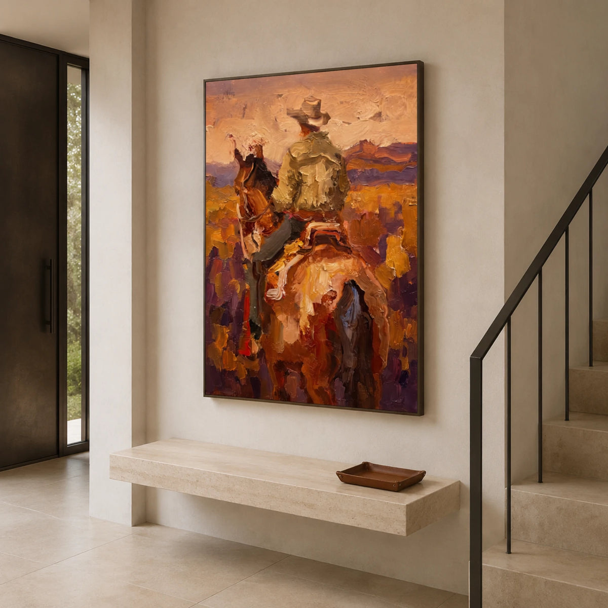 Western Landscapes Art｜Golden Trails of the Frontier Rider