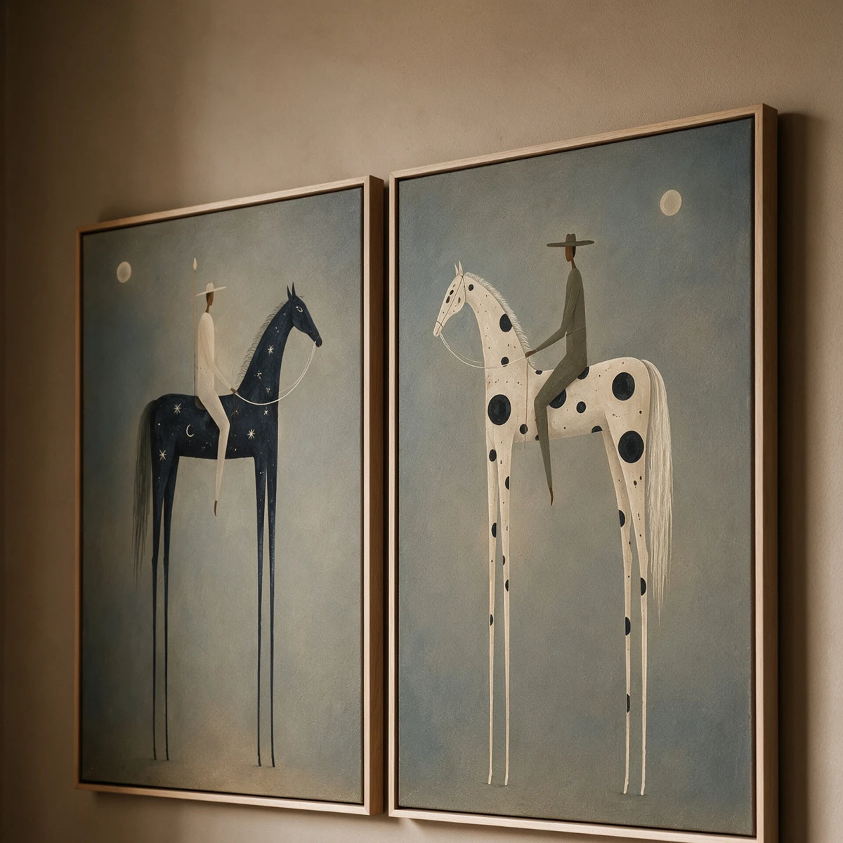 Vintage Americana Art｜Moonlit Companions