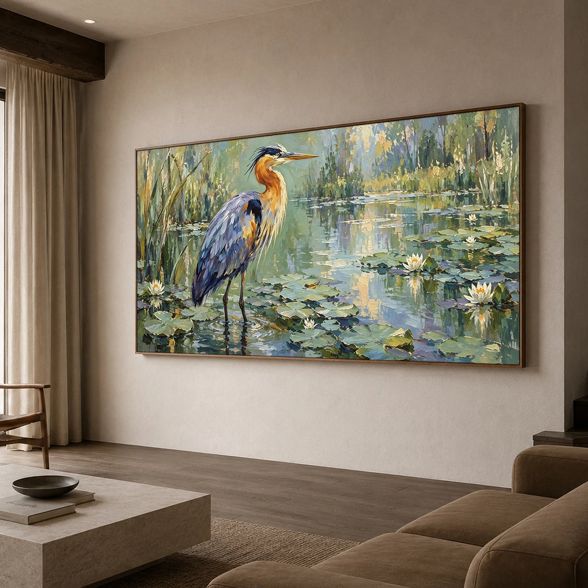 Expressive Contemporary Art｜Herons in Golden Stillness