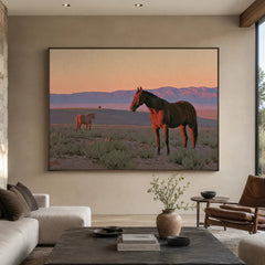 Western Landscapes Art｜Desert Horses at Golden Hour
