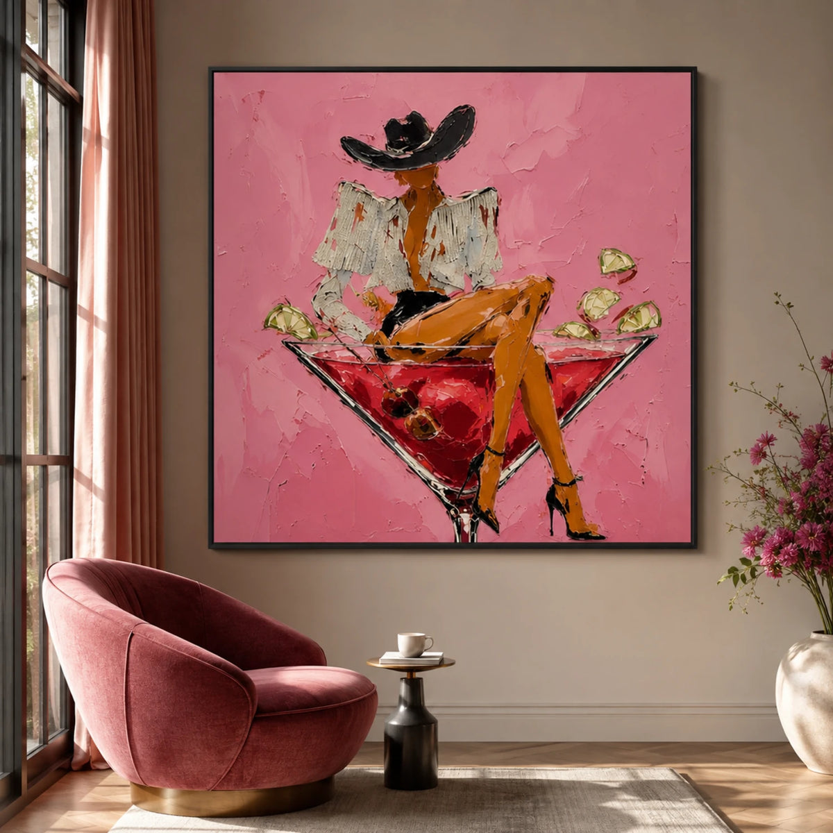 Western Pop Art｜Pink Cocktail Cowgirl