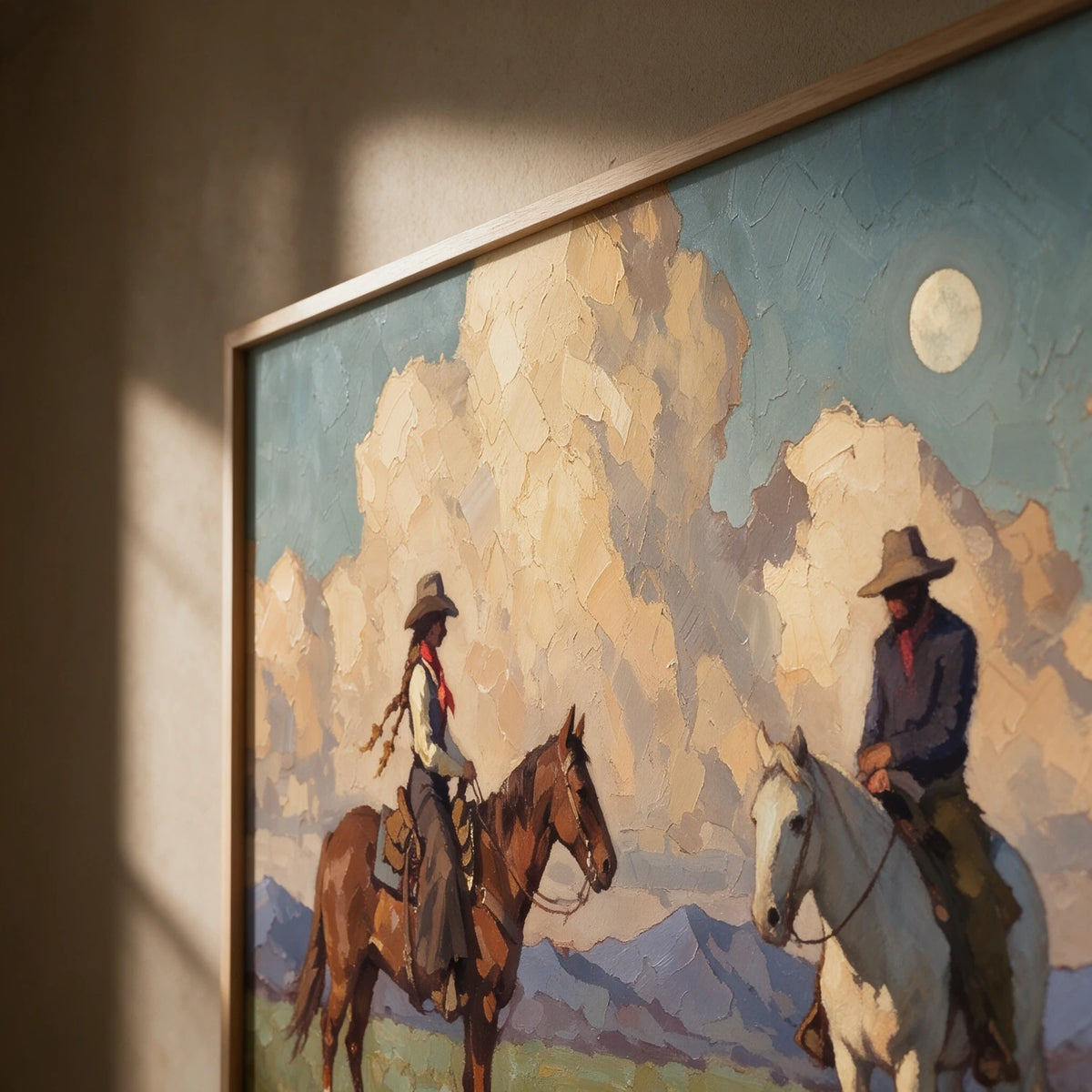 Western Landscapes Art｜Riders Beneath the Desert Moon