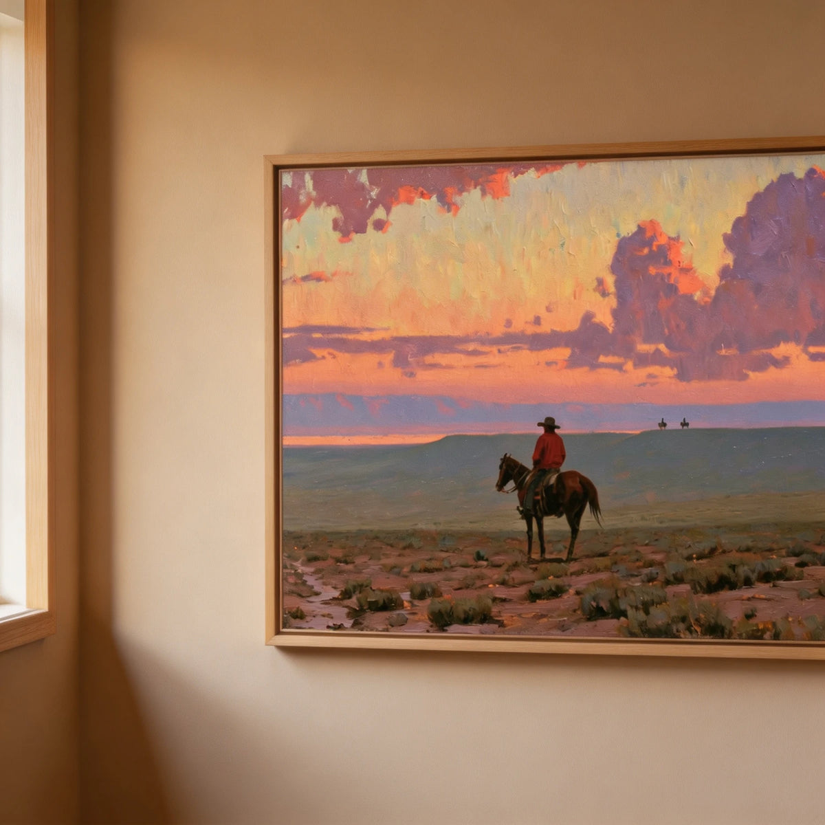Western Landscapes Art｜The Lone Rider at Sunset