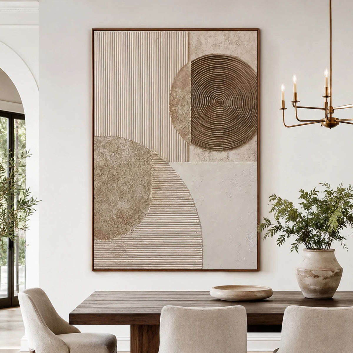Textured & Impasto Art｜Ivory Circular Balance