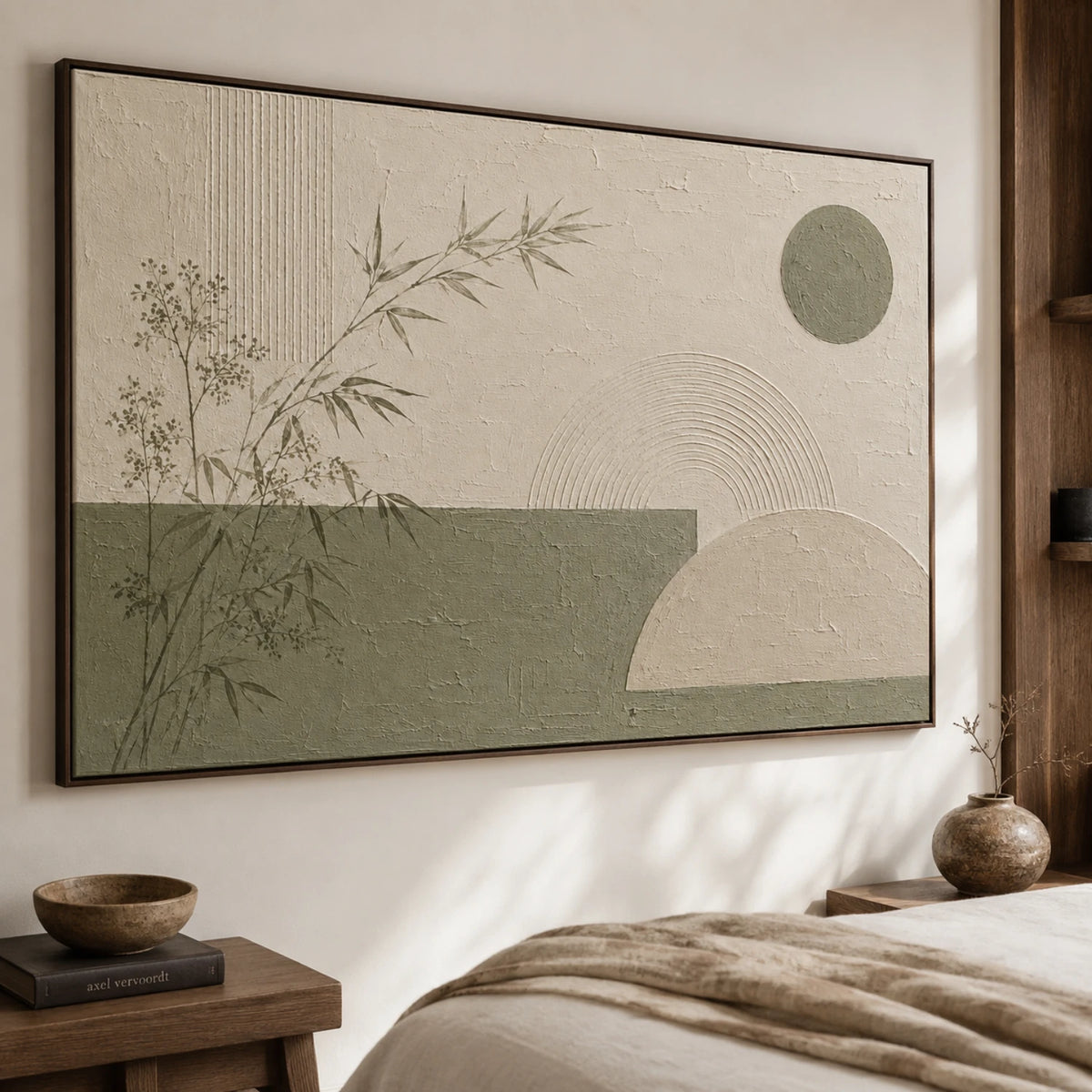 Textured & Impasto Art｜Sage Bamboo Relief