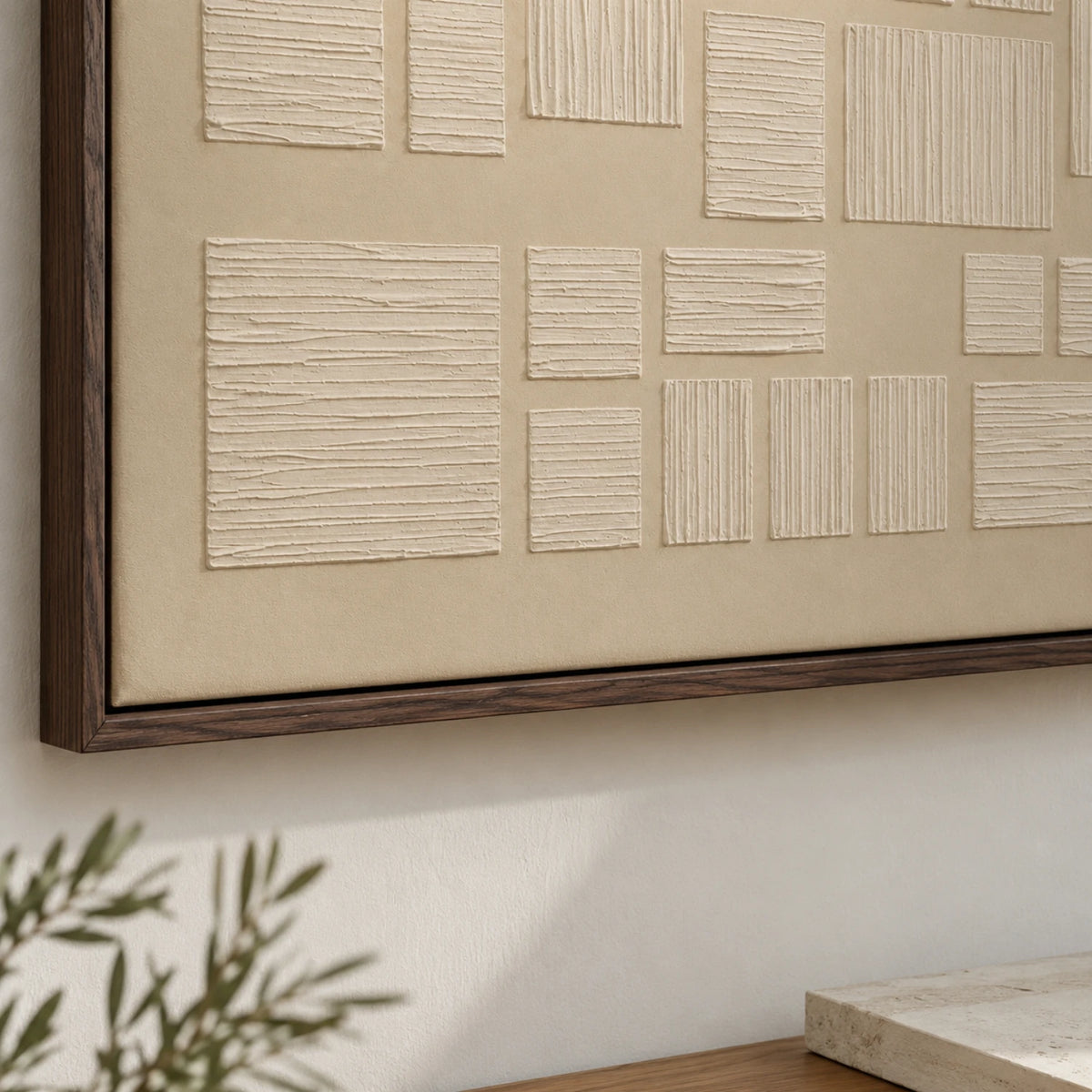 Textured & Impasto Art｜Ivory Linear Blocks