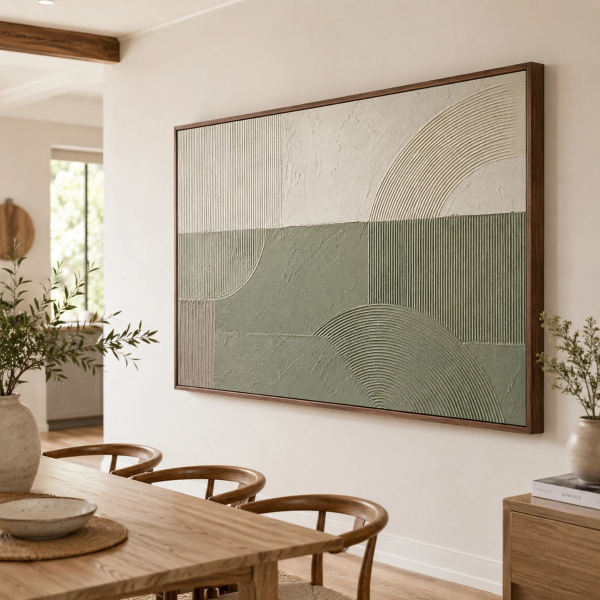 Textured & Impasto Art｜Sage Geometric Harmony