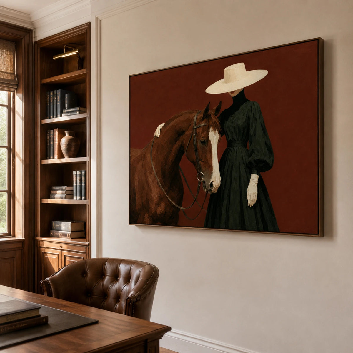 Vintage Americana Art｜Scarlet Equestrian Poise