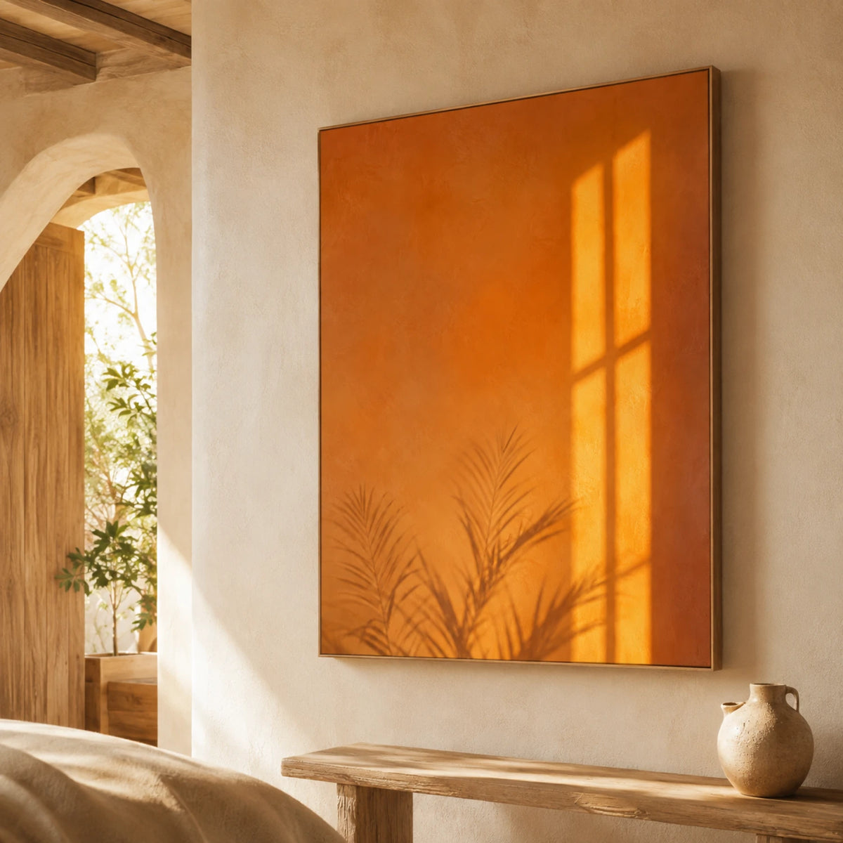 Expressive Contemporary Art｜Golden Palm Shadows