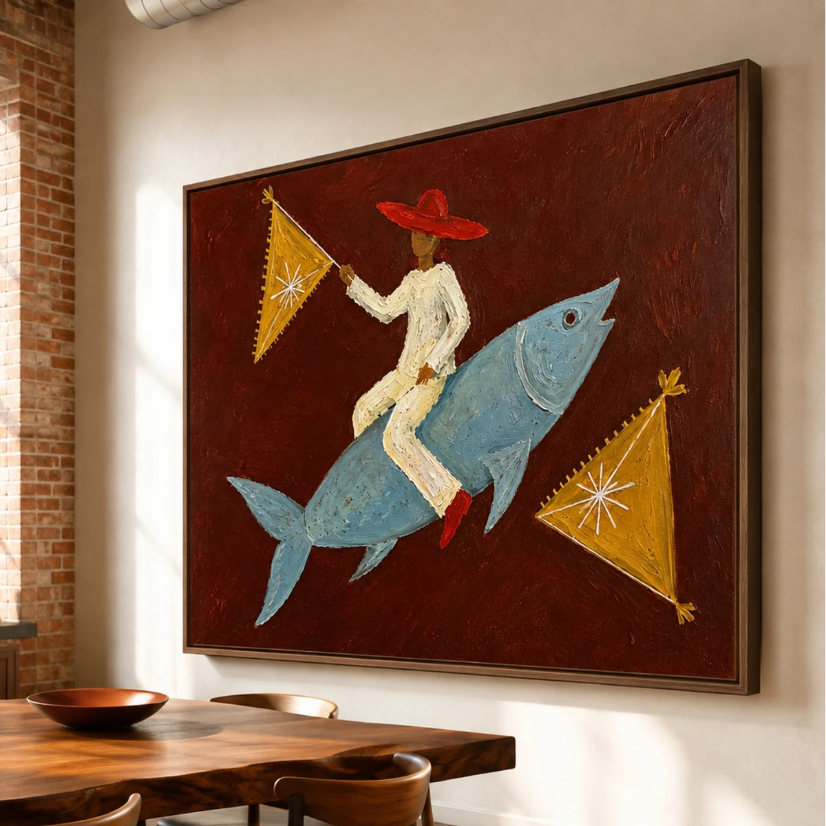 Modern Folk Art｜Crimson Fish Rider