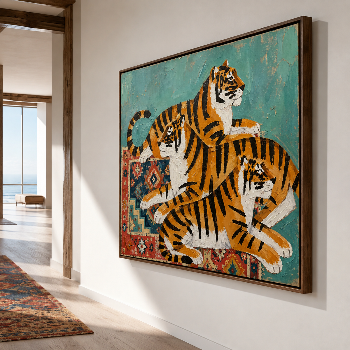 Modern Folk Art｜Turquoise Tiger Gathering