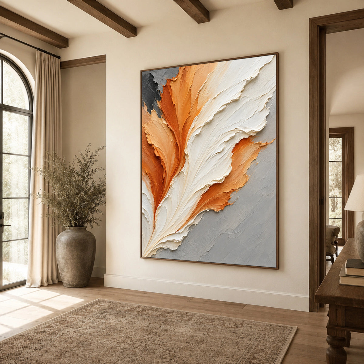 Textured & Impasto Art｜Terracotta Ivory Bloom