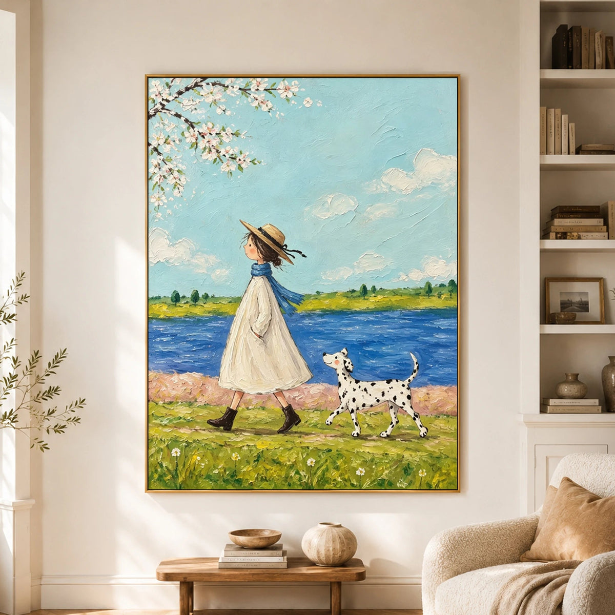 Modern Folk Art｜Spring Walk with My Dog