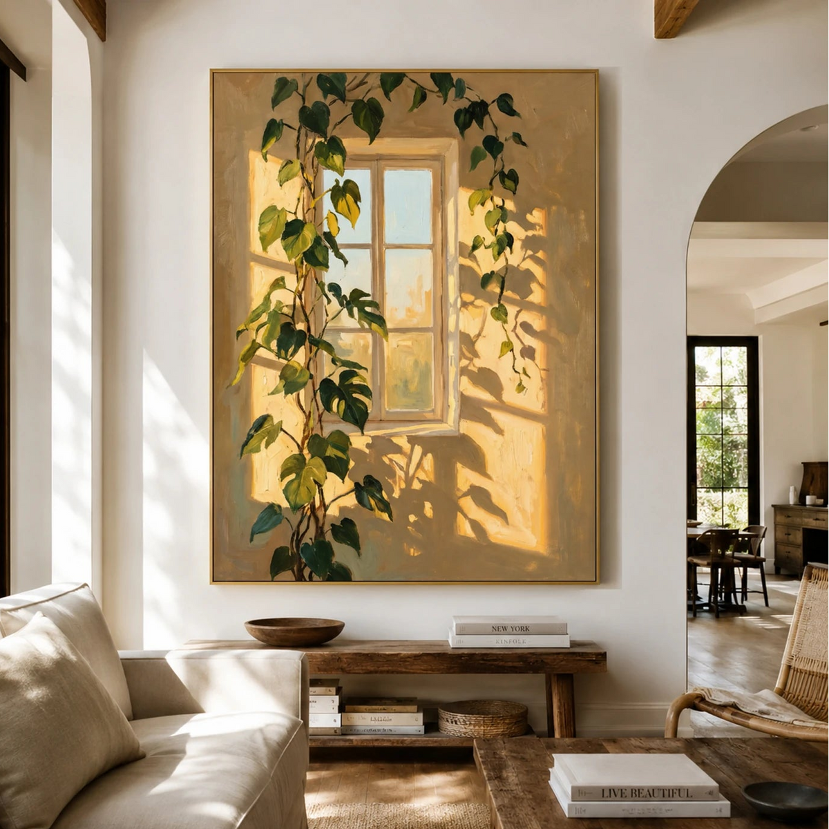 Expressive Contemporary Art｜Sunlit Vine Window