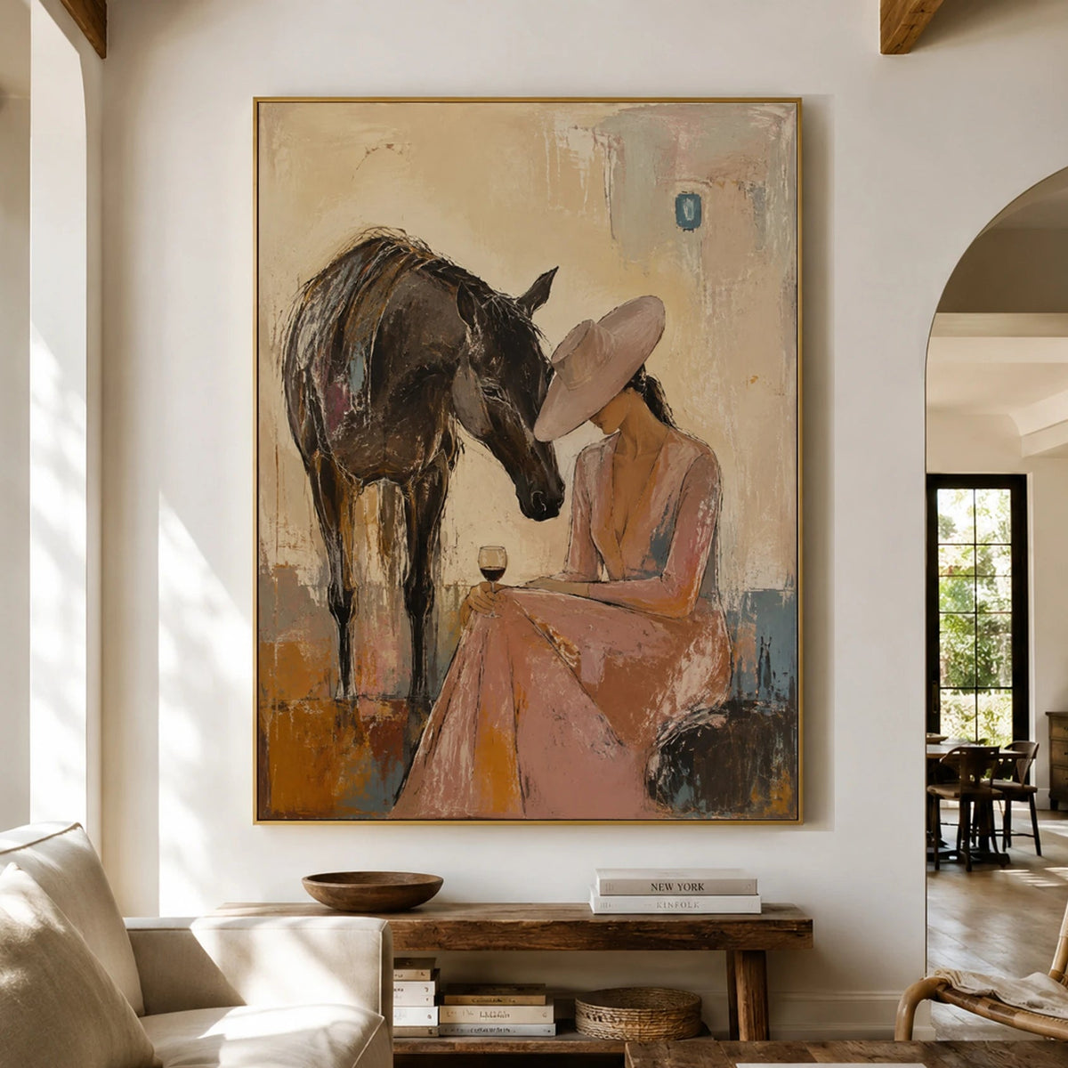 Western Pop Art｜Cowgirl and Black Horse