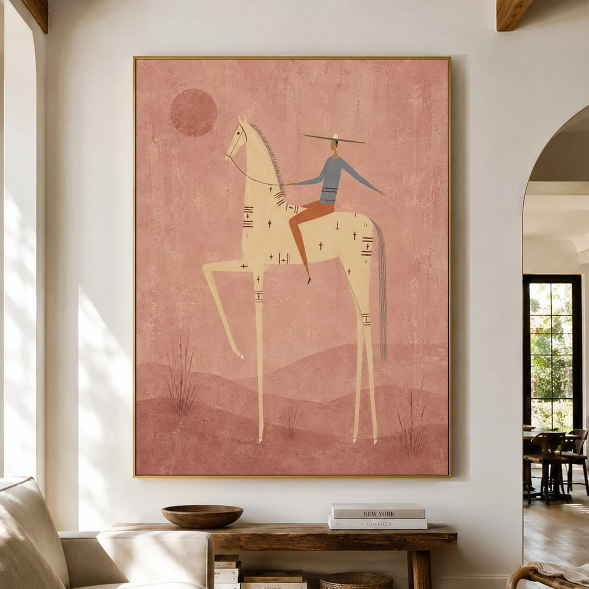 Vintage Americana Art｜Dusty Rose Prairie Rider