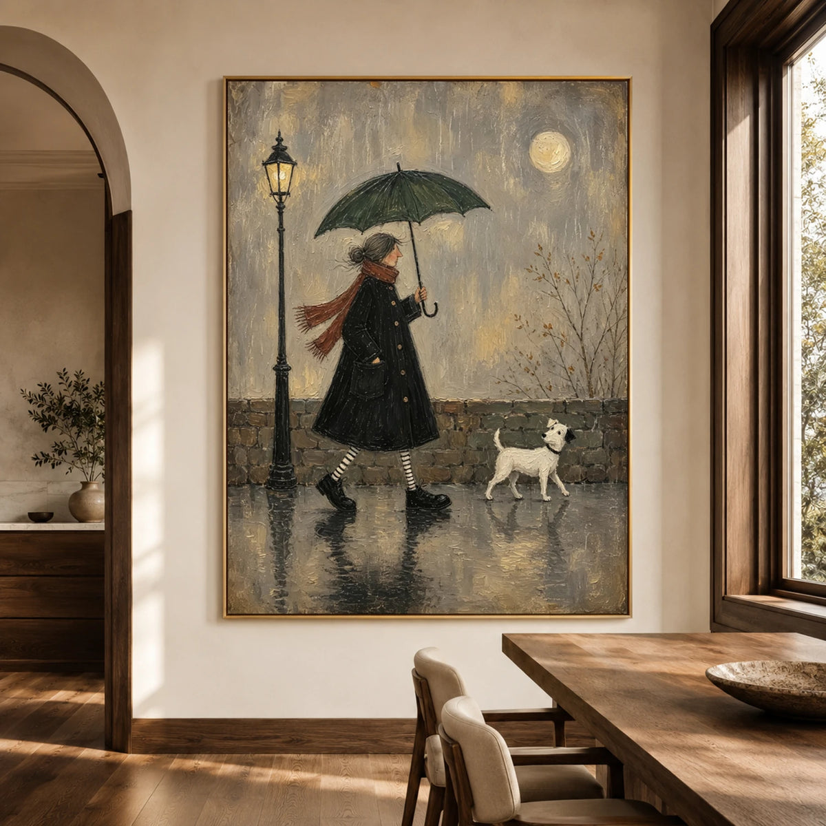 Modern Folk Art｜Moonlit Rain Companion