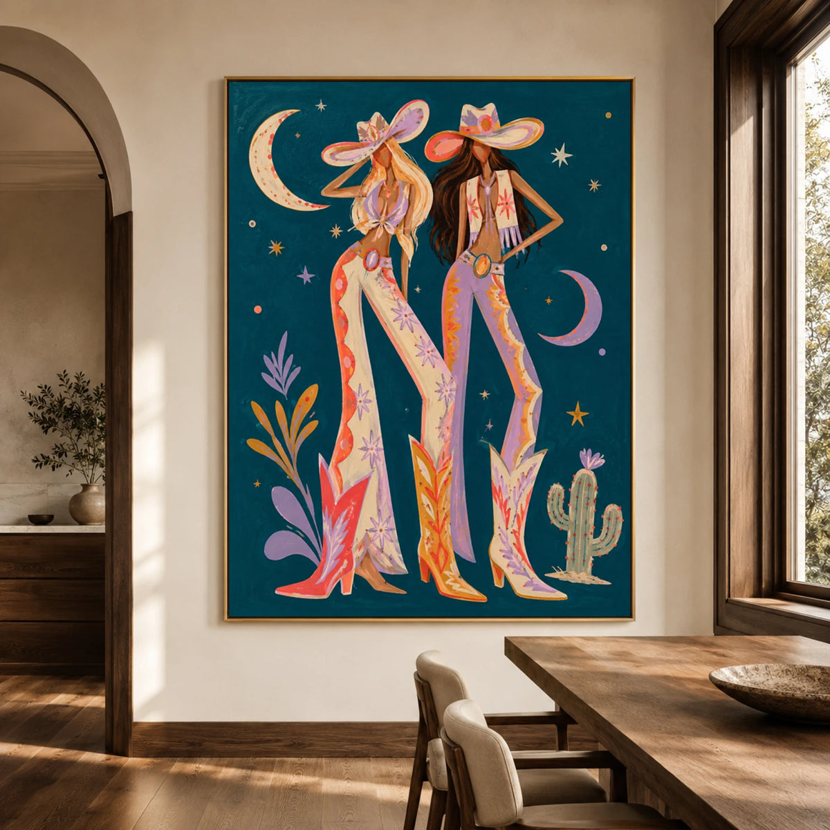 Western Pop Art｜Starlit Cowgirl Duo