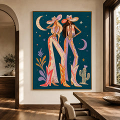 Western Pop Art｜Starlit Cowgirl Duo