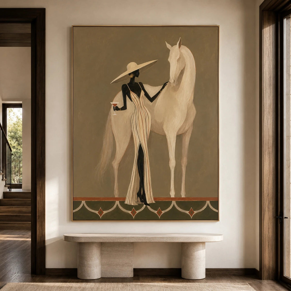 Modern Folk Art｜Ivory Horse Elegance