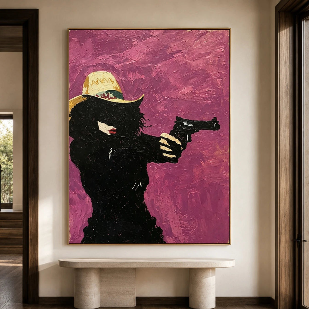Vintage Americana Art｜Purple Outlaw Silhouette
