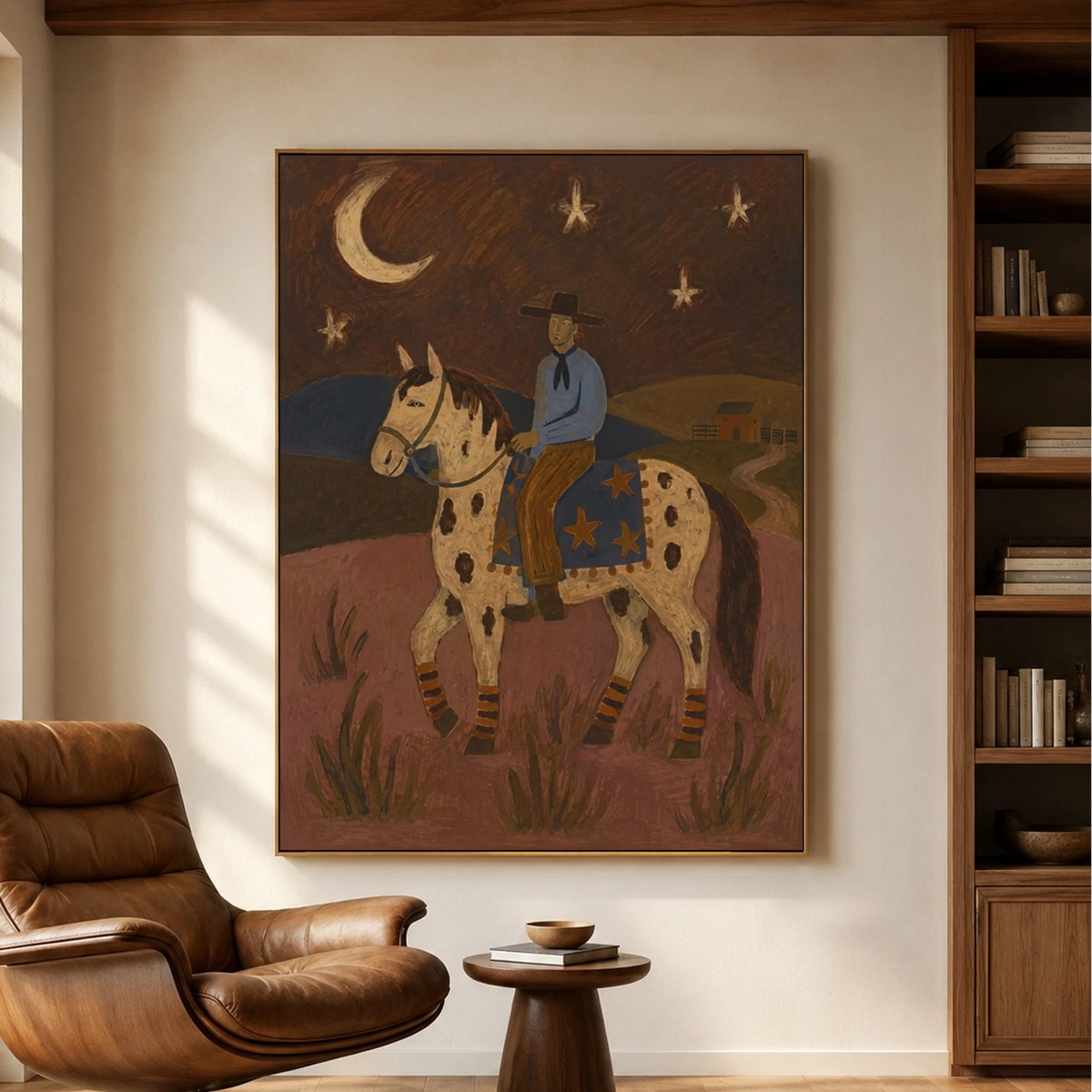 Modern Folk Art | Midnight Cowboy Under the Stars