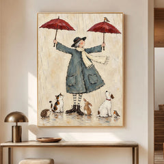 Modern Folk Art｜Under Two Red Umbrellas