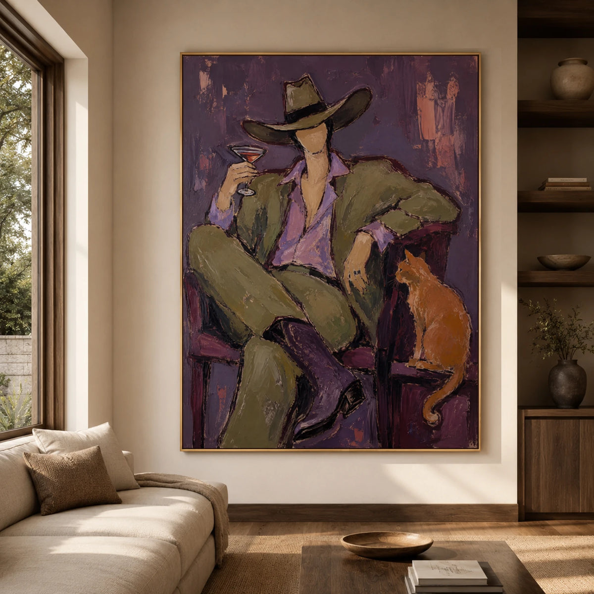 Western Pop Art｜Cowboy & Feline Companion