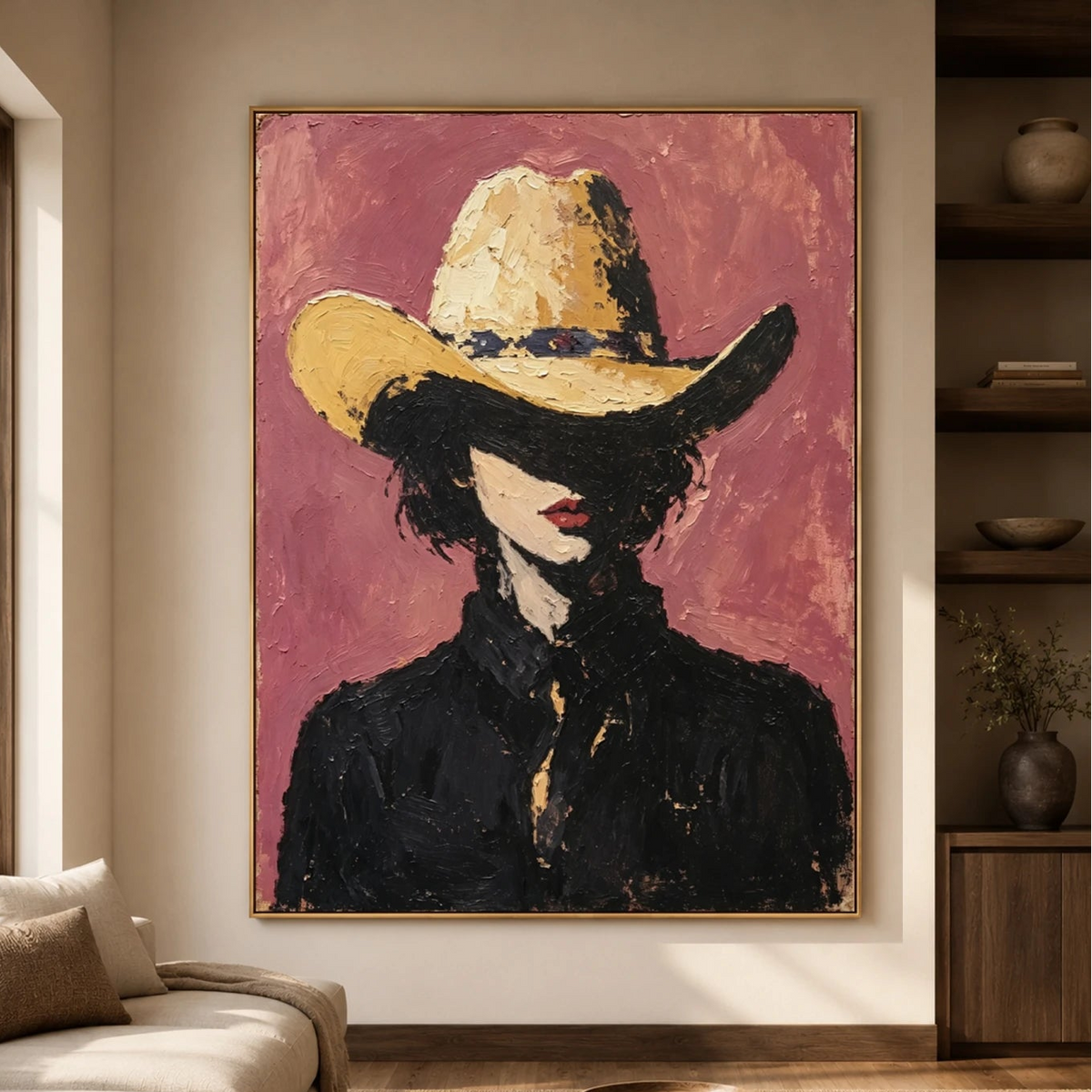 Vintage Americana Art｜Golden Hat Portrait