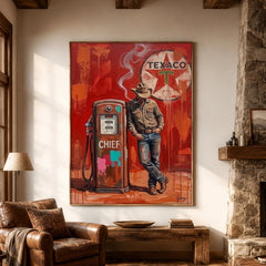 Western Pop Art｜Cowboy Gas Station Painting