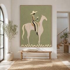 Vintage Americana Art｜White Horse Cocktail Rider
