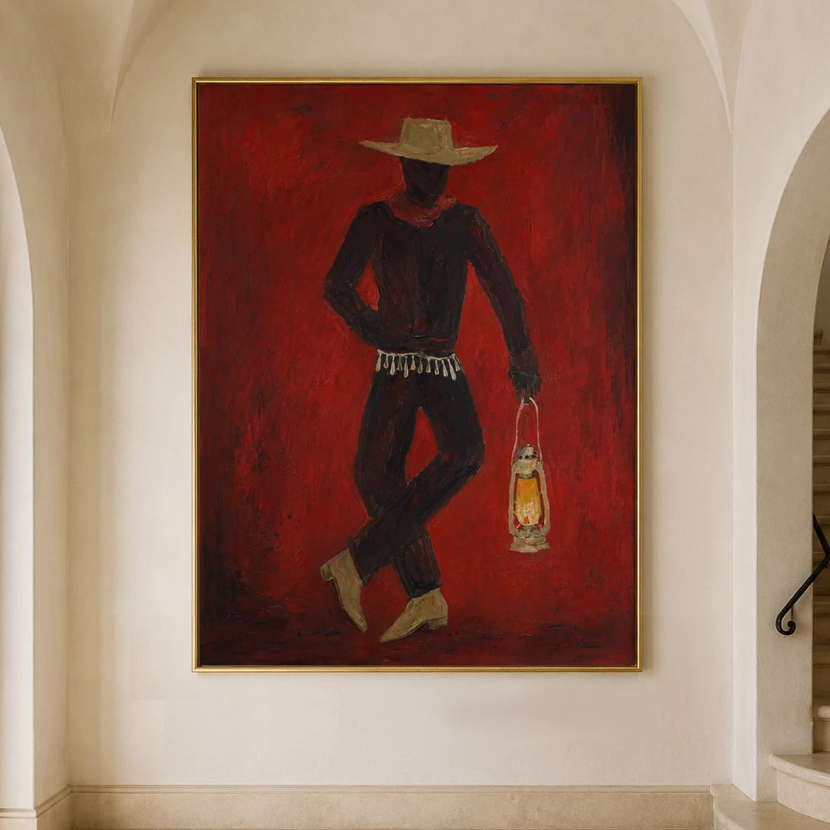 Modern Folk Art｜Crimson Lantern Drifter