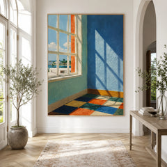Expressive Contemporary Art｜Azure Coastal Interior