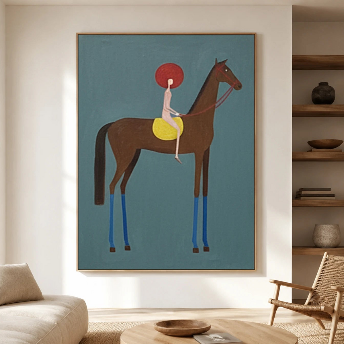 Vintage Americana Art｜Minimal Equestrian Figure