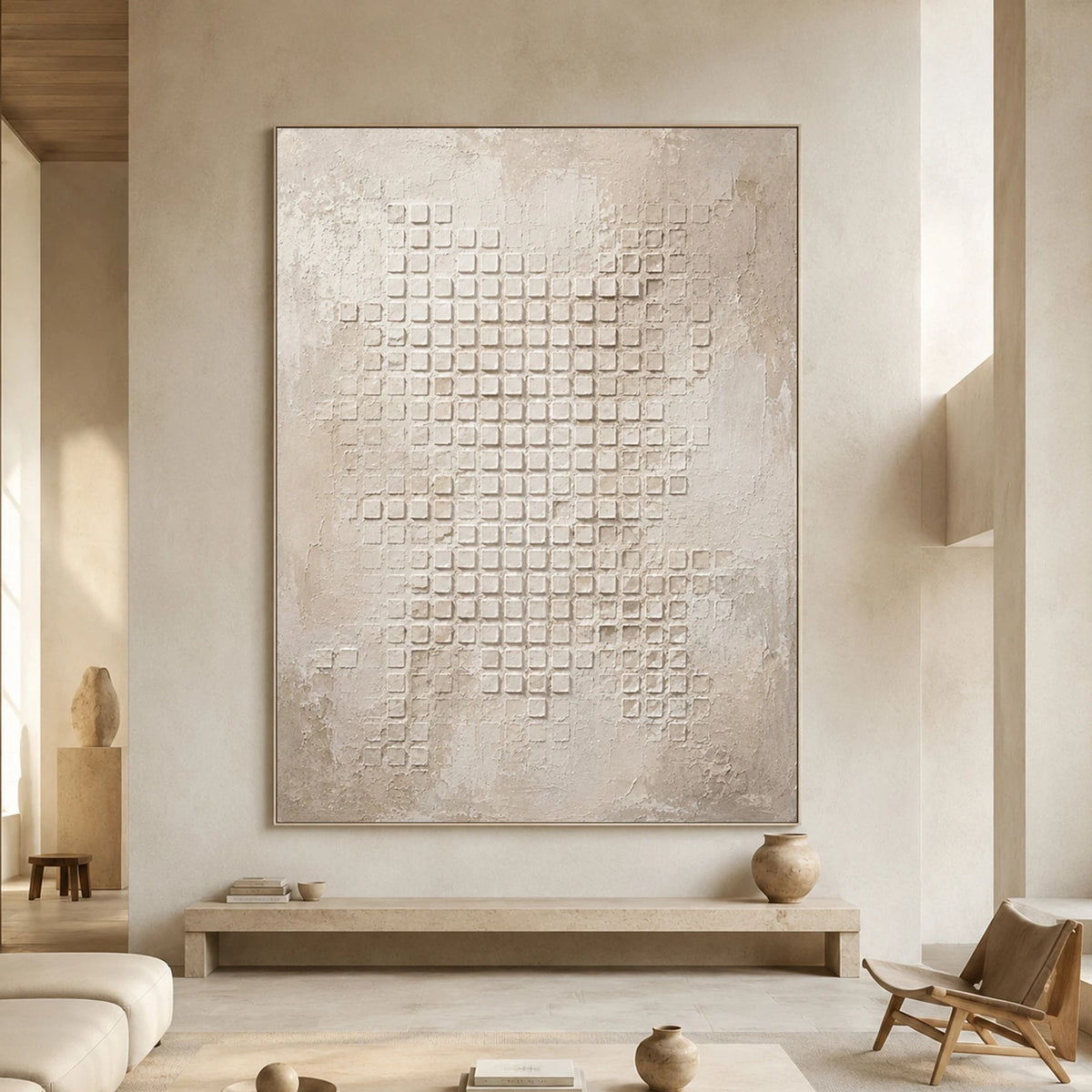 Textured & Impasto Art｜Ivory Mosaic Field