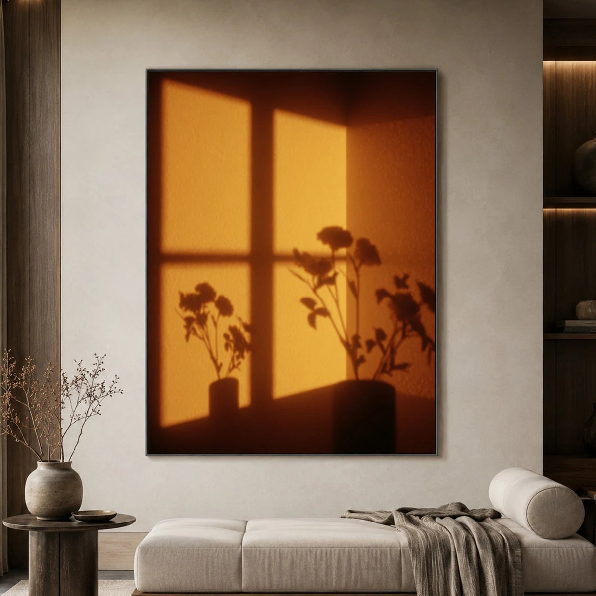 Expressive Contemporary Art｜Amber Floral Stillness
