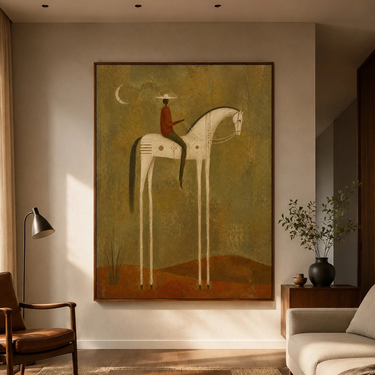 Vintage Americana Art｜Moonlit Ivory Rider