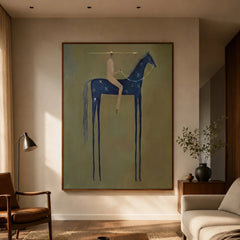 Vintage Americana Art｜Indigo Horse Rider