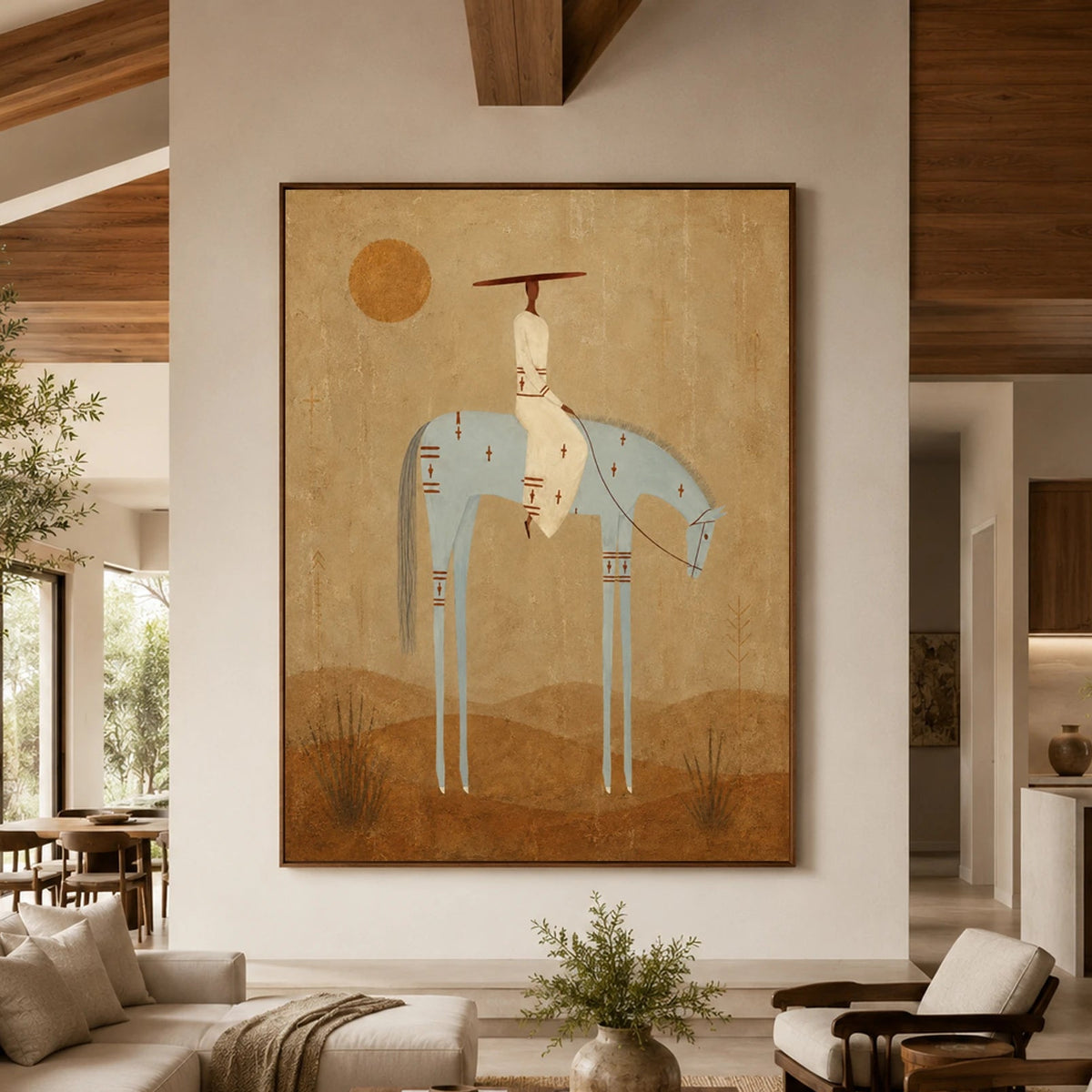 Vintage Americana Art｜Pale Blue Desert Rider