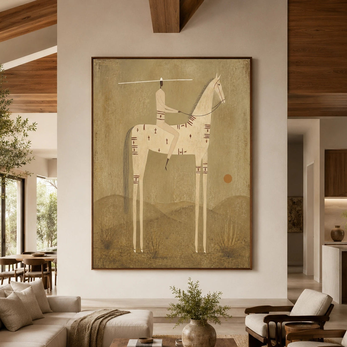 Vintage Americana Art｜Parchment Prairie Rider
