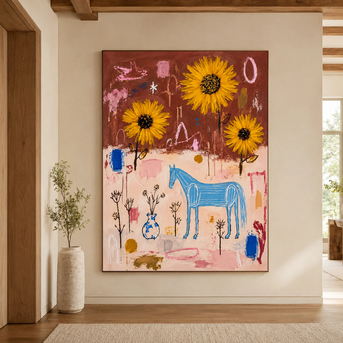 Modern Folk Art｜Sunflowers and Daydreams