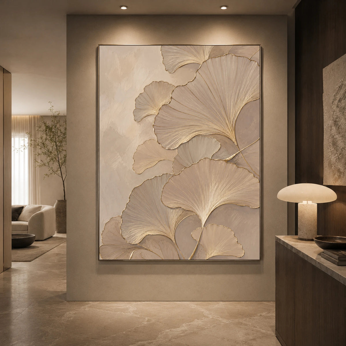 Textured & Impasto Art｜Golden Ginkgo Elegance