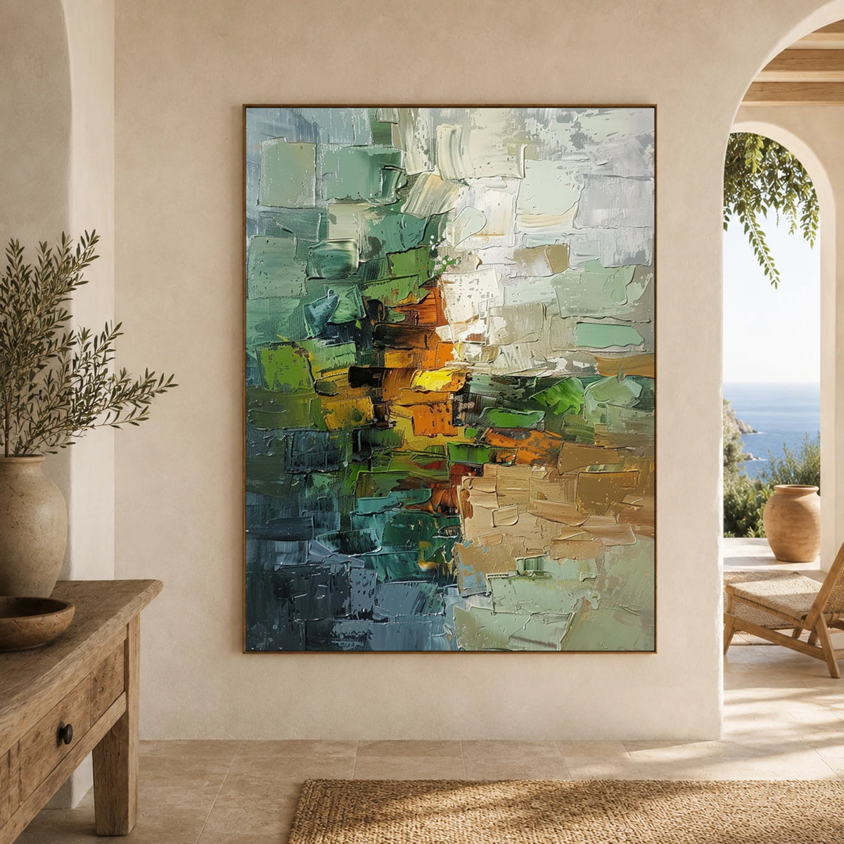 Textured & Impasto Art｜Emerald Abstract Layers