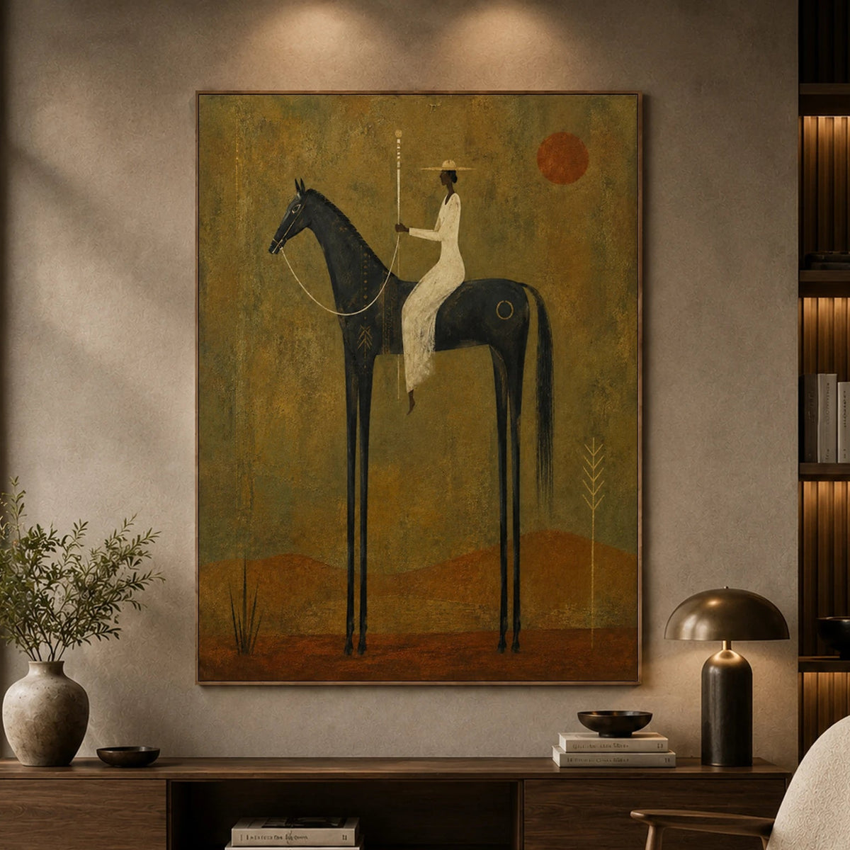 Vintage Americana Art｜Sunlit Sentinel Rider