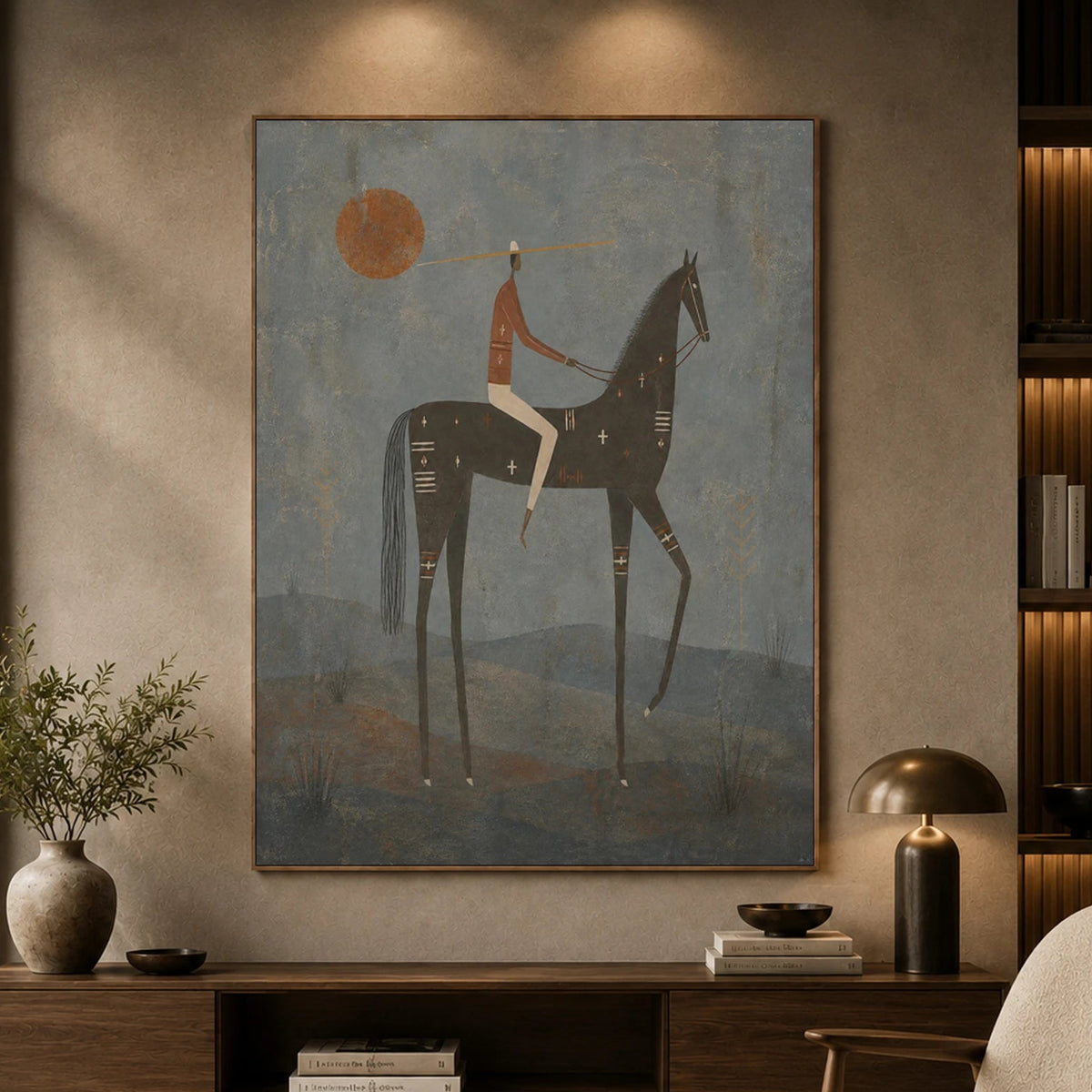 Vintage Americana Art｜Blue Dusk Rider